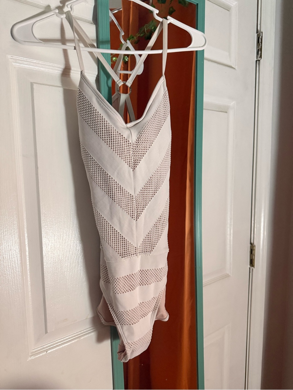 Calvin Klein White Knit Chevron One Piece Swimsuit